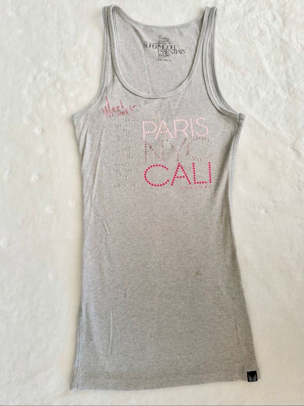Victoria’s Secret Supermodel Essentials Paris NYC Cali Gray Ribbed Tank Top S